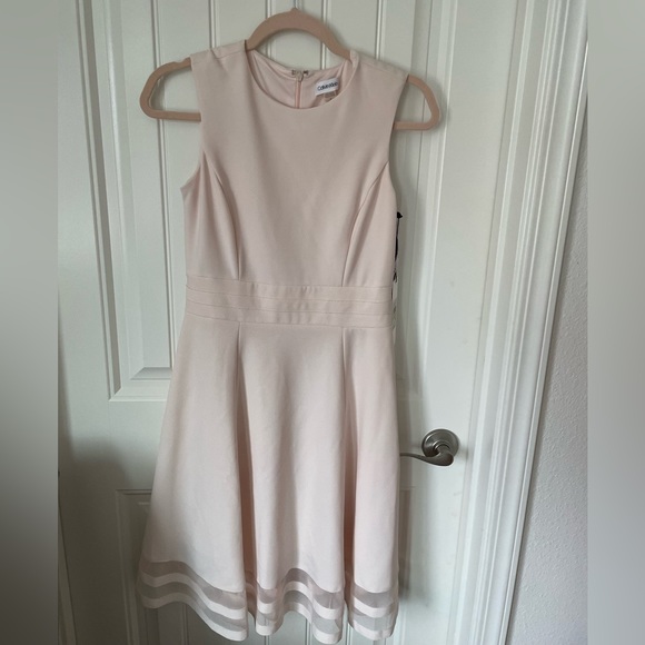 Calvin Klein Fit and Flare blush pink dress - size 4 NWT - Picture 1 of 8